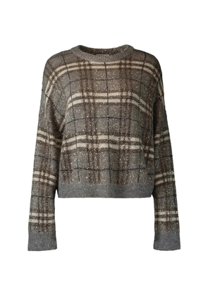 Brunello Cucinelli sequin-embellished plaid sweater - Grey