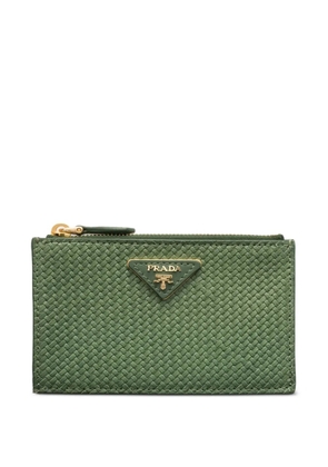 Prada woven madras leather card holder - Green