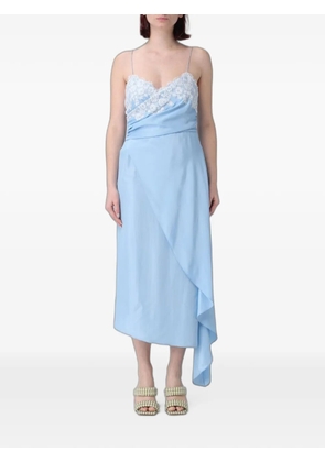 Moschino lace-trim asymmetric midi dress - Blue
