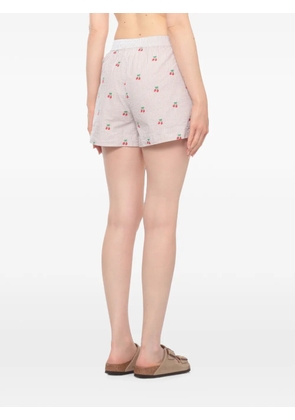 MC2 Saint Barth Meave seersucker cherry-embroidered shorts - White