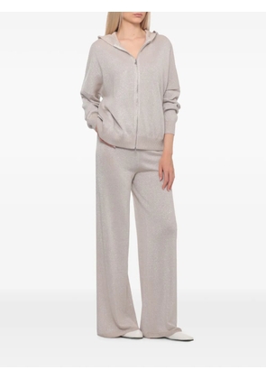 D.Exterior metallic-effect zip-up cardigan - Neutrals