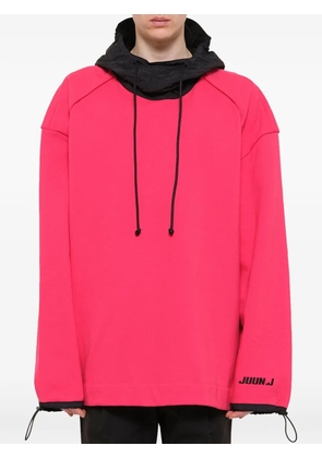 Juun.J logo-print drawstring-cuff hoodie - Pink