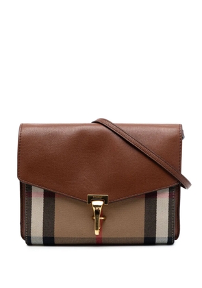 Burberry Pre-Owned 2000-2017 Small Leather and House Check Canvas Derby Macken crossbody bag - Brown
