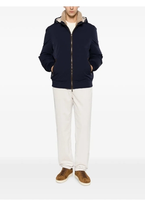 Brunello Cucinelli shearling-collar hooded jacket - Blue