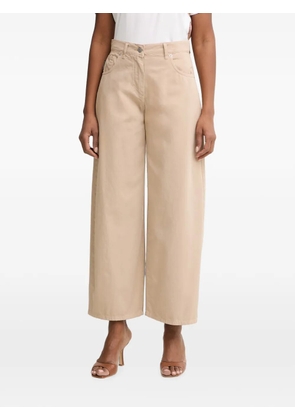 Haveone wide-leg cotton trousers - Neutrals