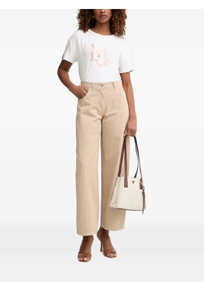 Haveone wide-leg cotton trousers - Neutrals