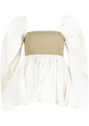 GANNI colour-block balloon minidress - White