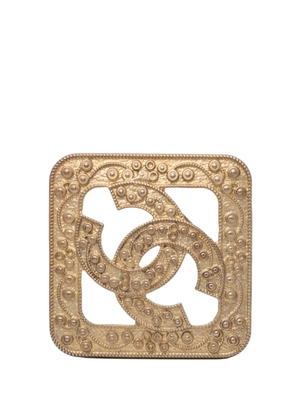 CHANEL Pre-Owned 2015 CC Gold Plated Rhombus Brooch costume brooch