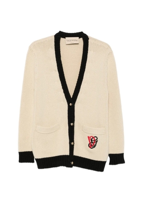 Valentino Garavani VLogo-embroidery V-neck cardigan - Neutrals