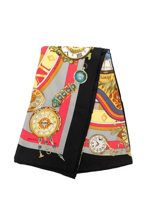 Hermès Pre-Owned 2000-2015 Parmi Les Fleurs Je Compte Les Heures Silk Scarf 90 scarves - Black