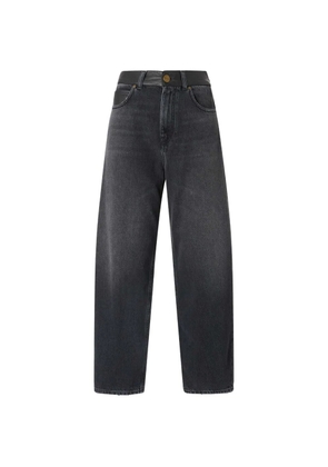PINKO leather-trim wide-leg jeans - Grey