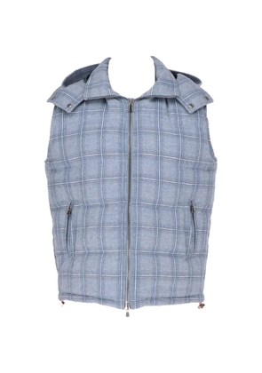 Isaia check-pattern hooded gilet - Blue