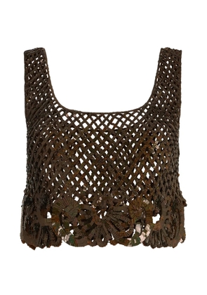 Alberta Ferretti sequin-embellished cropped top - Brown