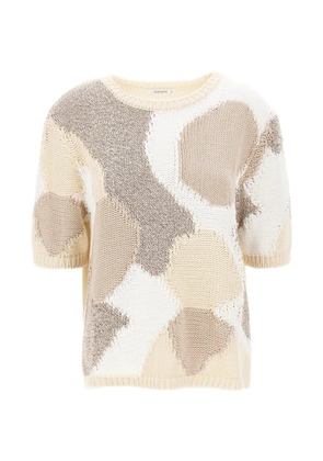 Kangra sequin-embellished patchwork sweater - Neutrals