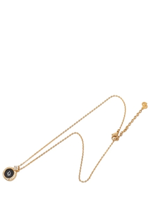 Christian Dior Pre-Owned 20th Century Gold Plated Enamel Strass Logo Pendant Necklace costume necklace - Black