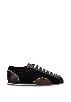 Wales Bonner Paris contrast-stitch leather-panelled sneakers - Black