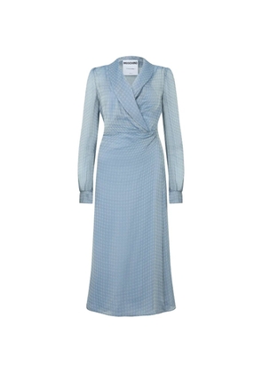 Moschino houndstooth-pattern V-neck maxi dress - Blue