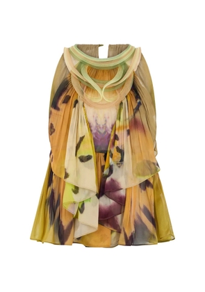 Alberta Ferretti abstract-print silk blouse - Yellow