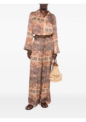 VICOLO paisley-pattern palazzo pants - Neutrals