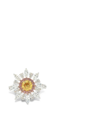 HYT Jewelry yellow diamond and pink diamond ring - Silver