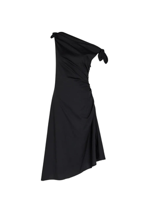 STAUD Bellaria one-shoulder ruched midi dress - Black