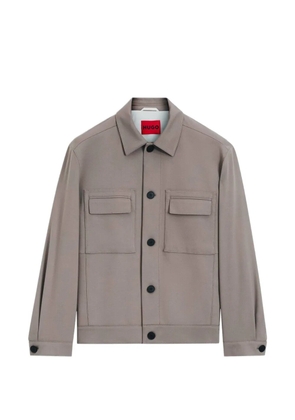 HUGO flap-pocket button-up jacket - Brown