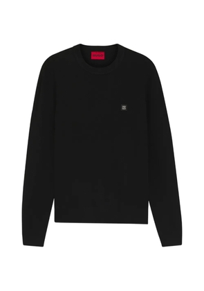 HUGO logo-patch crew-neck sweater - Black