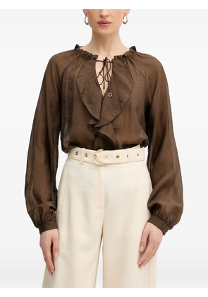 GUESS USA ruffled tie-fastening blouse - Brown