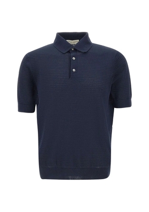 Filippo De Laurentiis honeycomb-weave cotton polo shirt - Blue