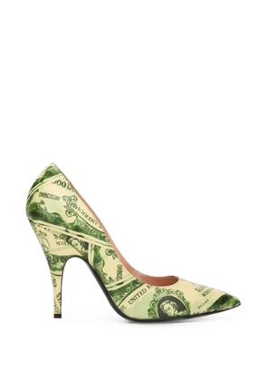 Moschino dollar-print pointed-toe pumps - Green