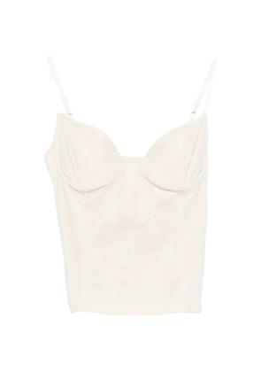VICOLO lace-overlay top - Neutrals
