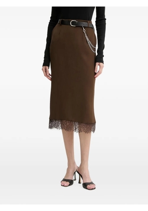 Haveone lace-trim chain-link midi skirt - Brown