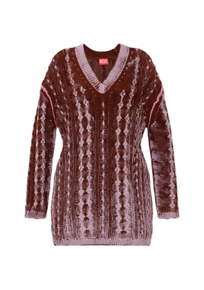 Diesel M-ELGA cable-knit diamond-pattern sweater - Brown