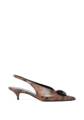 Proenza Schouler Dome Slash slingbacks in embossed-python - Brown