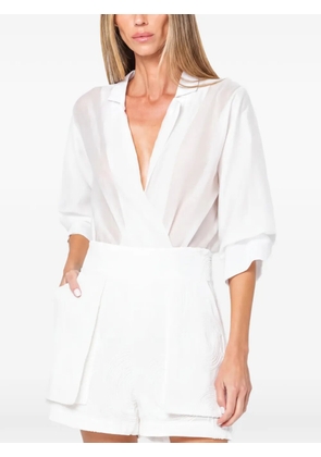 JBQ Marceline sheer wrap-design bodysuit - White
