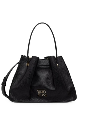 ERMANNO FIRENZE logo-plaque pebbled shoulder bag - Black