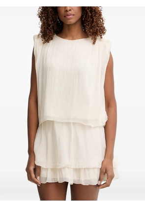 Haveone padded-shoulder layered-effect blouse - Neutrals