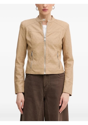 GUESS USA monogram-print zip-up jacket - Neutrals