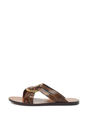 Chloé Pre-Owned Lauren python-embossed flat sandals - Brown