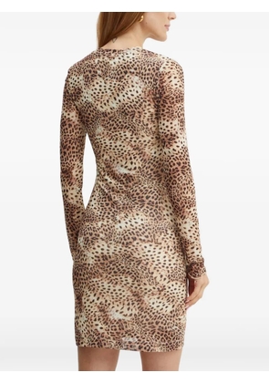 GUESS USA leopard-print long-sleeve mini dress - Neutrals