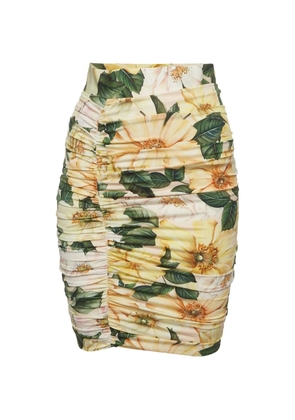 Dolce & Gabbana Pre-Owned floral-print ruched mini skirt - Yellow