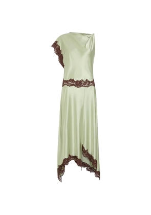 De La Vali Adriana lace-trim asymmetric dress - Green
