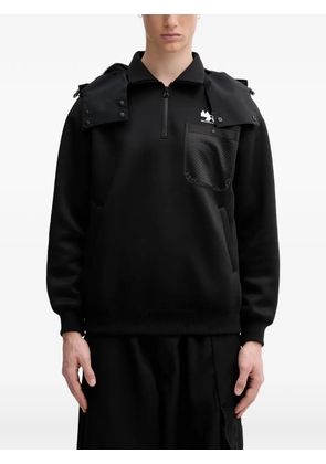 Neighborhood logo-print detachable-hood hoodie - Black