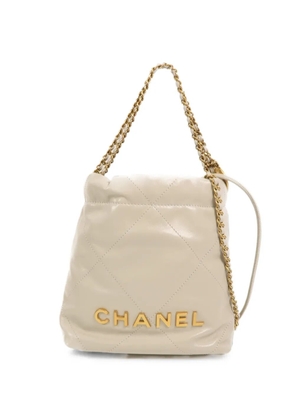 CHANEL Pre-Owned 22 Mini diamond-quilted shoulder bag - Neutrals