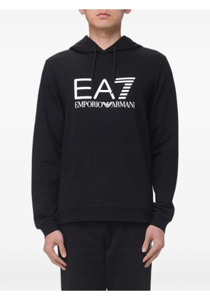 Ea7 Emporio Armani logo-print cotton hoodie - Black