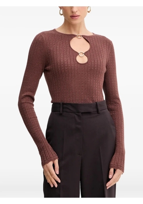 FRACOMINA cut-out pointelle-knit T-shirt - Brown