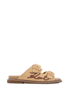 Karl Lagerfeld Kleo buckle-fastening raffia-effect flat sandals - Neutrals
