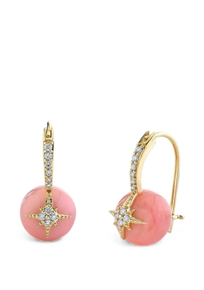 Sydney Evan Starburst pink opal earrings - Gold