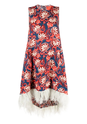 La DoubleJ La Scala feather-trim dress - Blue