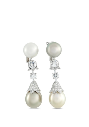 Cartier pearl diamond 3.0ct 18K white gold earrings - Silver